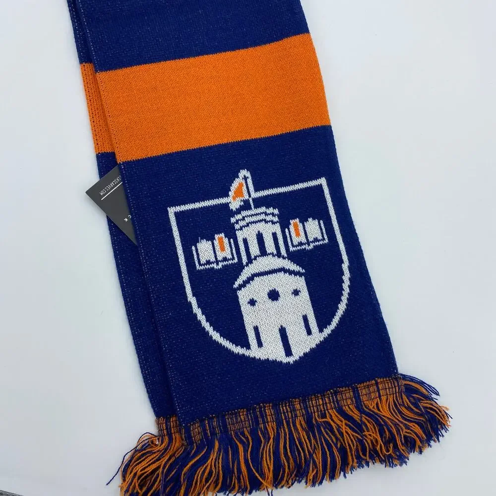 Wheaton College SCARF 65” Double Sided Acrylic‎ Orange/Blue stripes, SOFT Fringe